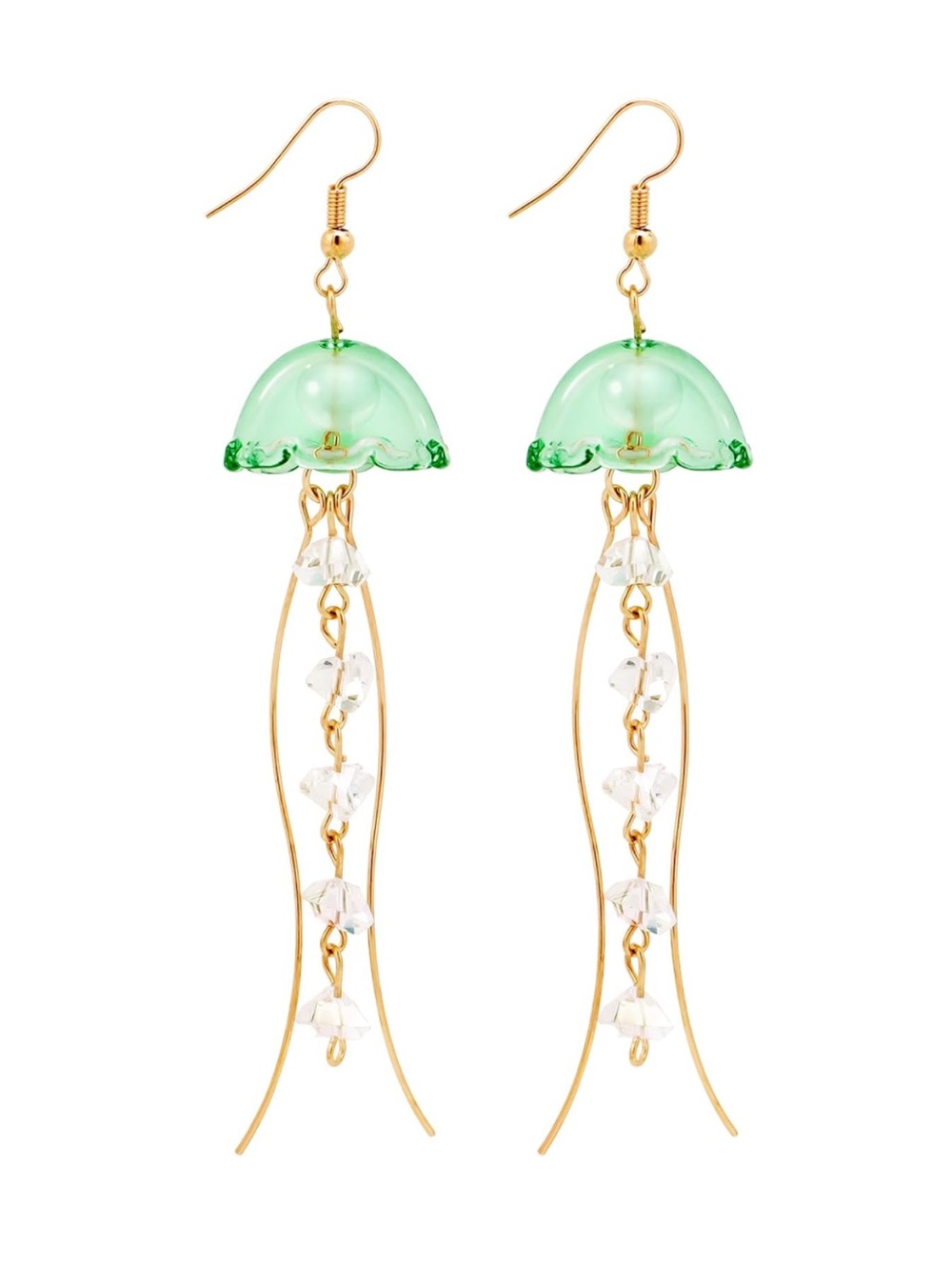 Green Jellyfish Dangle Earrings